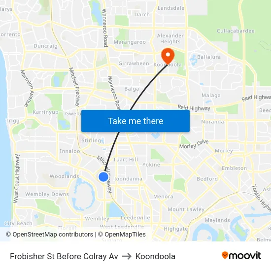 Frobisher St Before Colray Av to Koondoola map