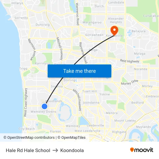 Hale Rd Hale School to Koondoola map