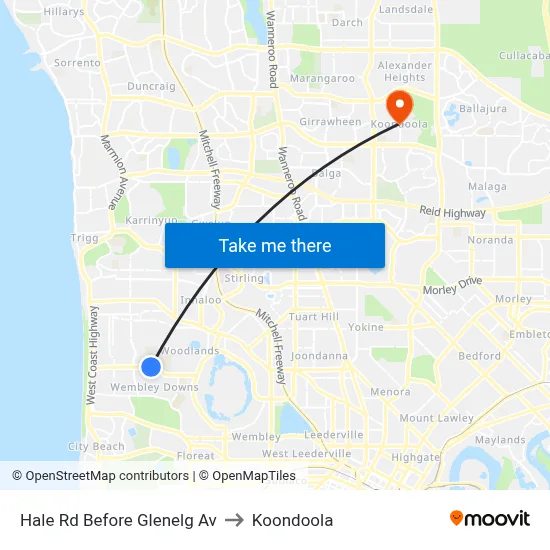 Hale Rd Before Glenelg Av to Koondoola map