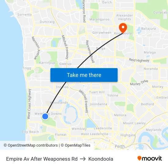 Empire Av After Weaponess Rd to Koondoola map