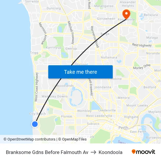 Branksome Gdns Before Falmouth Av to Koondoola map