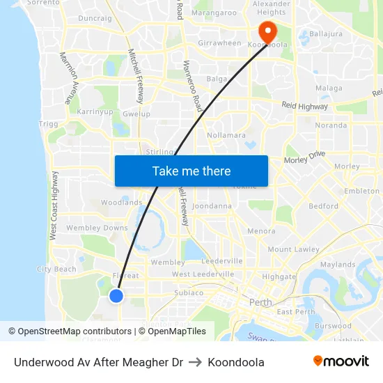 Underwood Av After Meagher Dr to Koondoola map