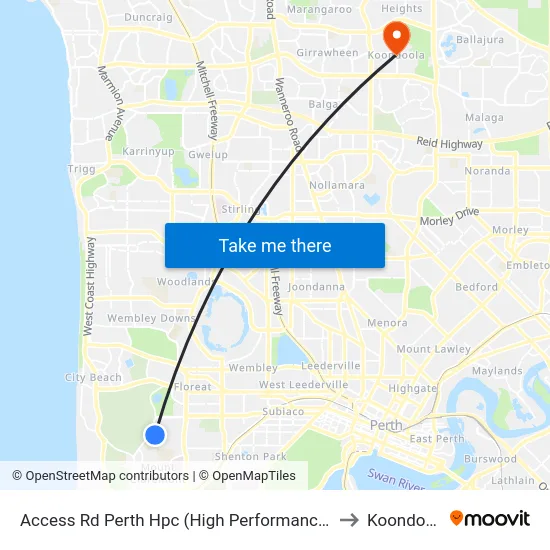 Access Rd Perth Hpc (High Performance Ctr) to Koondoola map