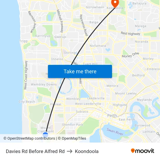 Davies Rd Before Alfred Rd to Koondoola map