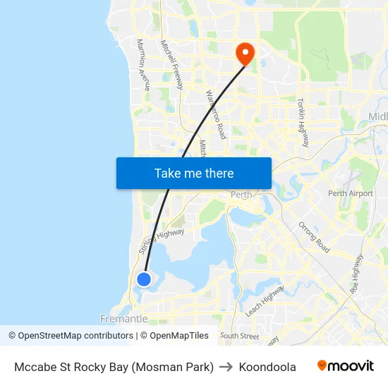 Mccabe St Rocky Bay (Mosman Park) to Koondoola map