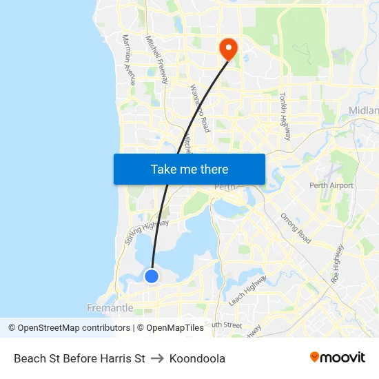 Beach St Before Harris St to Koondoola map