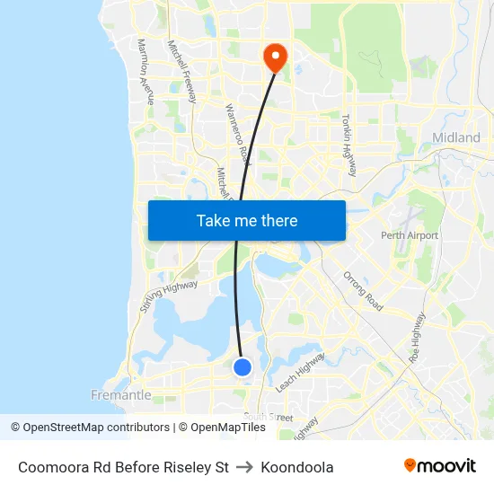 Coomoora Rd Before Riseley St to Koondoola map
