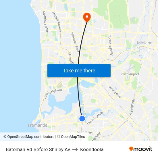 Bateman Rd Before Shirley Av to Koondoola map