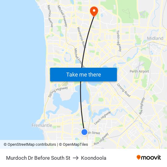 Murdoch Dr Before South St to Koondoola map