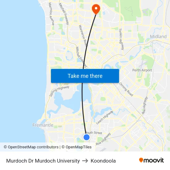 Murdoch Dr Murdoch University to Koondoola map