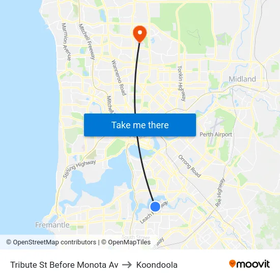 Tribute St Before Monota Av to Koondoola map