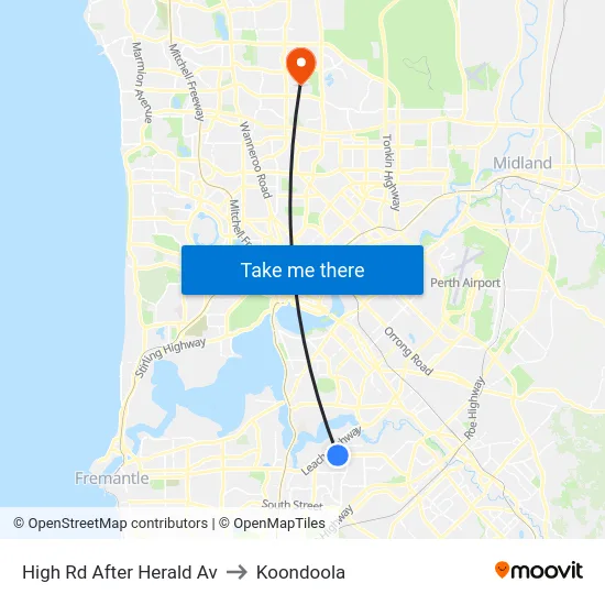 High Rd After Herald Av to Koondoola map