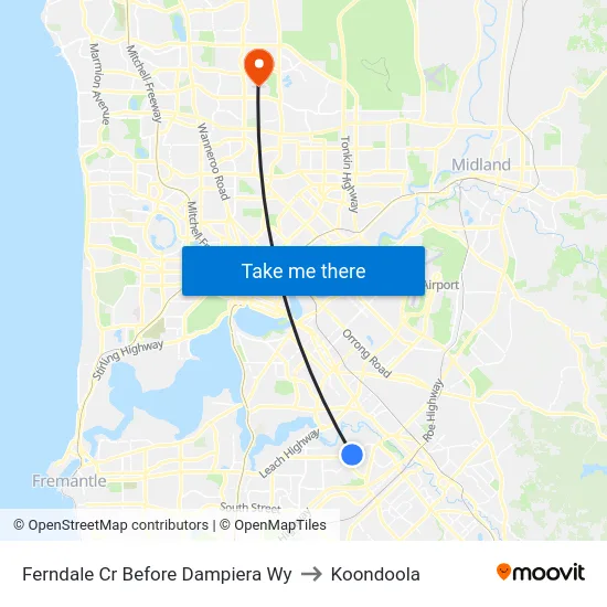 Ferndale Cr Before Dampiera Wy to Koondoola map