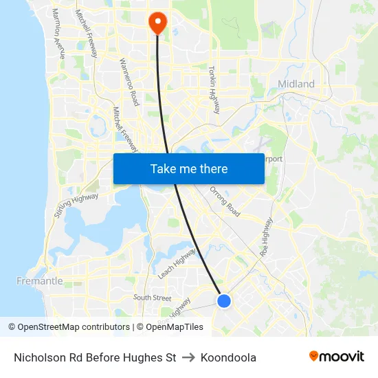 Nicholson Rd Before Hughes St to Koondoola map