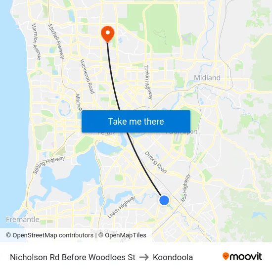 Nicholson Rd Before Woodloes St to Koondoola map
