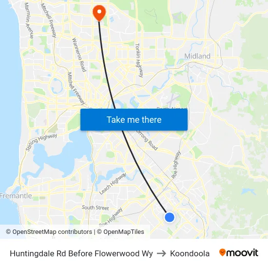 Huntingdale Rd Before Flowerwood Wy to Koondoola map