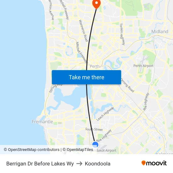 Berrigan Dr Before Lakes Wy to Koondoola map