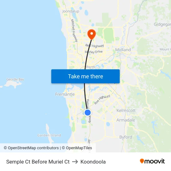 Semple Ct Before Muriel Ct to Koondoola map