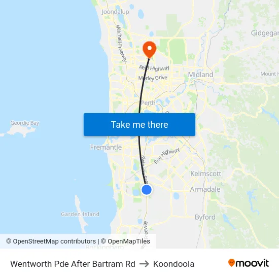 Wentworth Pde After Bartram Rd to Koondoola map