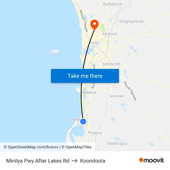 Minilya Pwy After Lakes Rd to Koondoola map