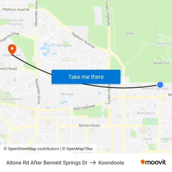 Altone Rd After Bennett Springs Dr to Koondoola map