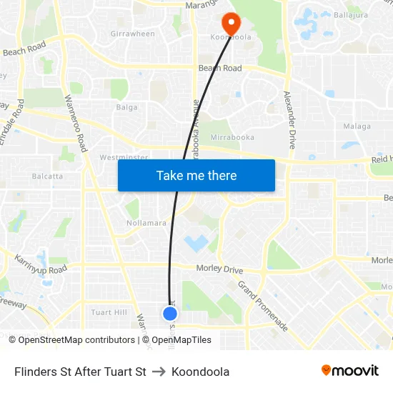 Flinders St After Tuart St to Koondoola map