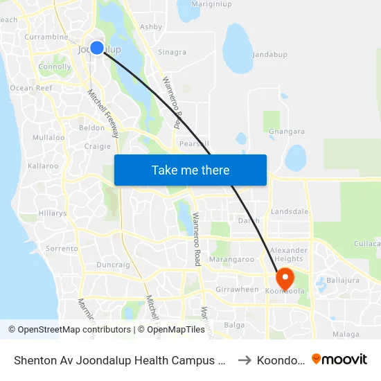 Shenton Av Joondalup Health Campus Cat Id 17 to Koondoola map