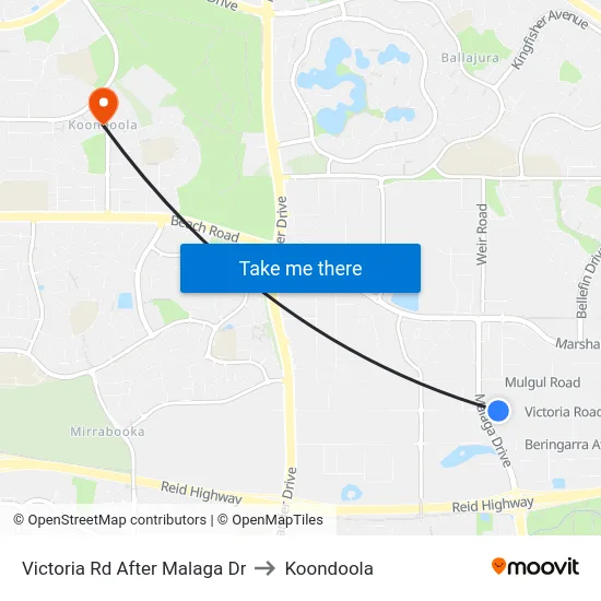 Victoria Rd After Malaga Dr to Koondoola map