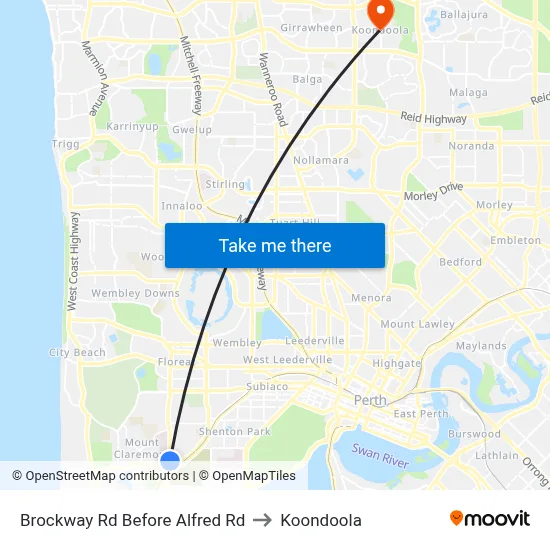 Brockway Rd Before Alfred Rd to Koondoola map