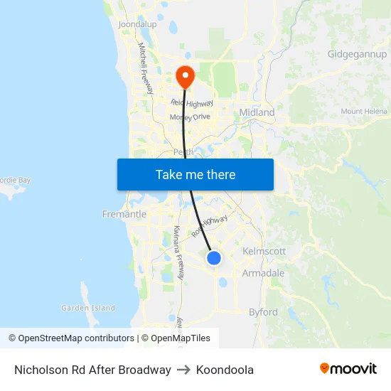 Nicholson Rd After Broadway to Koondoola map