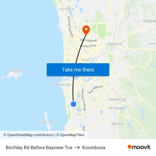 Birchley Rd Before Bayview Tce to Koondoola map