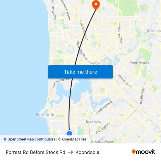 Forrest Rd Before Stock Rd to Koondoola map
