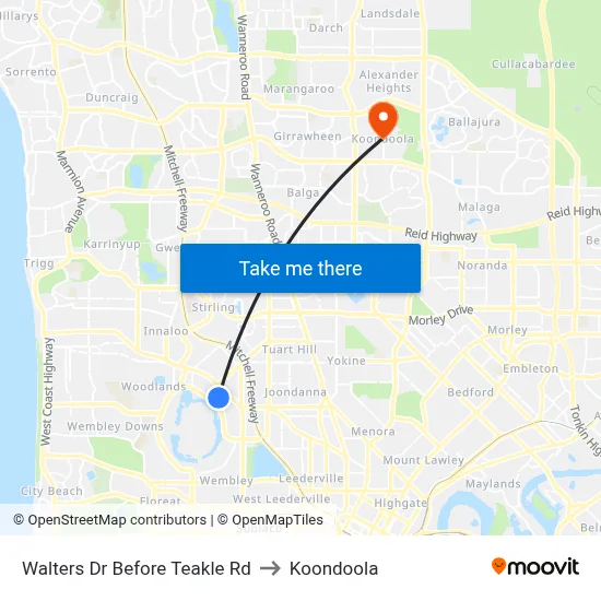 Walters Dr Before Teakle Rd to Koondoola map
