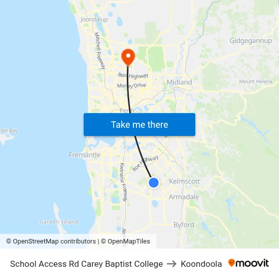 School Access Rd Carey Baptist College to Koondoola map