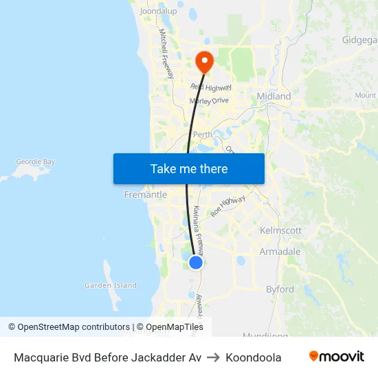 Macquarie Bvd Before Jackadder Av to Koondoola map