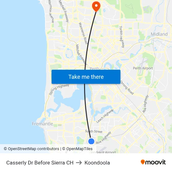 Casserly Dr Before Sierra CH to Koondoola map