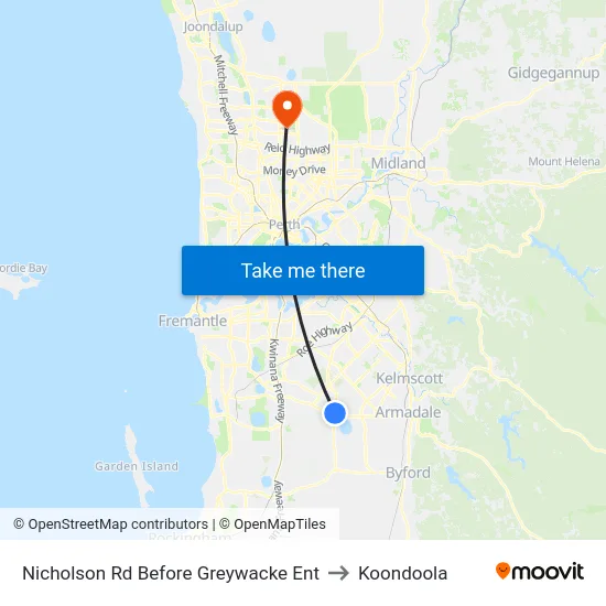 Nicholson Rd Before Greywacke Ent to Koondoola map