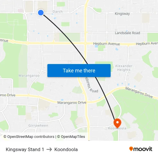 Kingsway   Stand 1 to Koondoola map