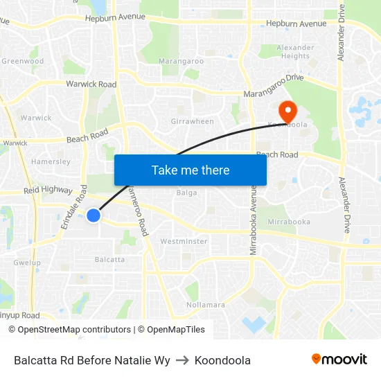 Balcatta Rd Before Natalie Wy to Koondoola map