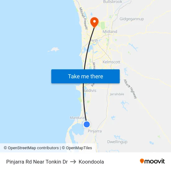 Pinjarra Rd Near Tonkin Dr to Koondoola map