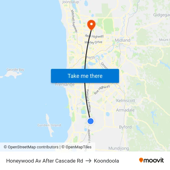 Honeywood Av After Cascade Rd to Koondoola map