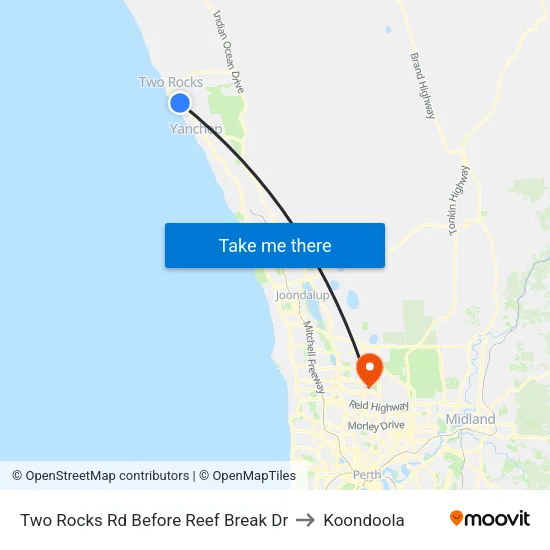 Two Rocks Rd Before Reef Break Dr to Koondoola map