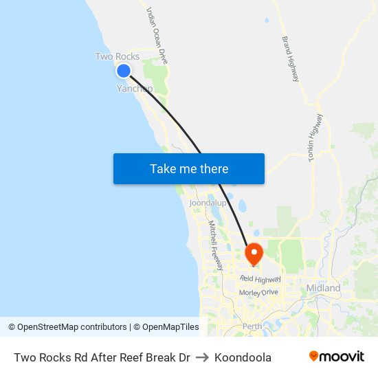 Two Rocks Rd After Reef Break Dr to Koondoola map