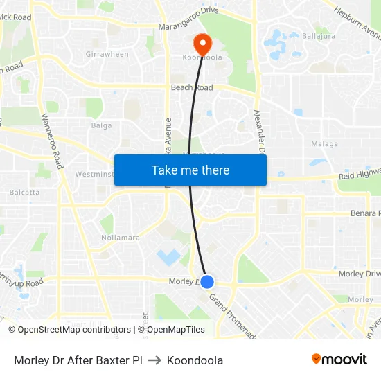 Morley Dr After Baxter Pl to Koondoola map