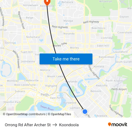 Orrong Rd After Archer St to Koondoola map