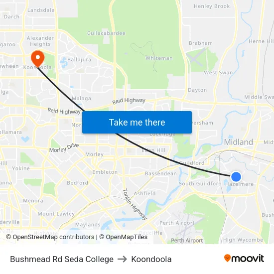 Bushmead Rd Seda College to Koondoola map