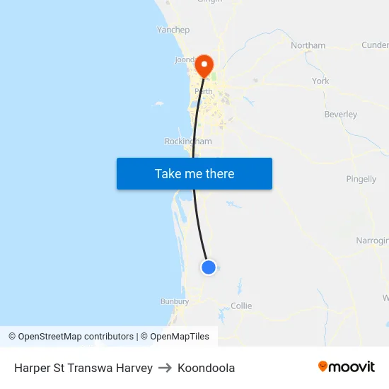 Harper St Transwa Harvey to Koondoola map