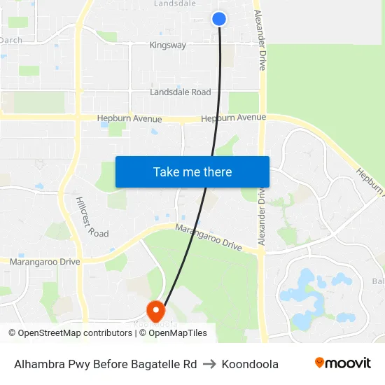 Alhambra Pwy Before Bagatelle Rd to Koondoola map