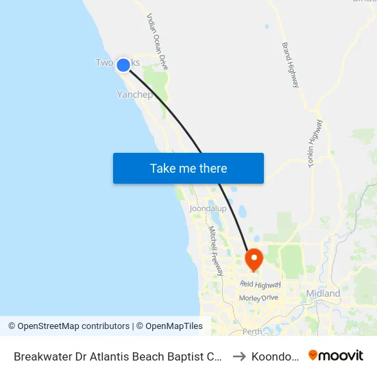 Breakwater Dr Atlantis Beach Baptist College to Koondoola map