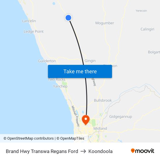 Brand Hwy Transwa Regans Ford to Koondoola map